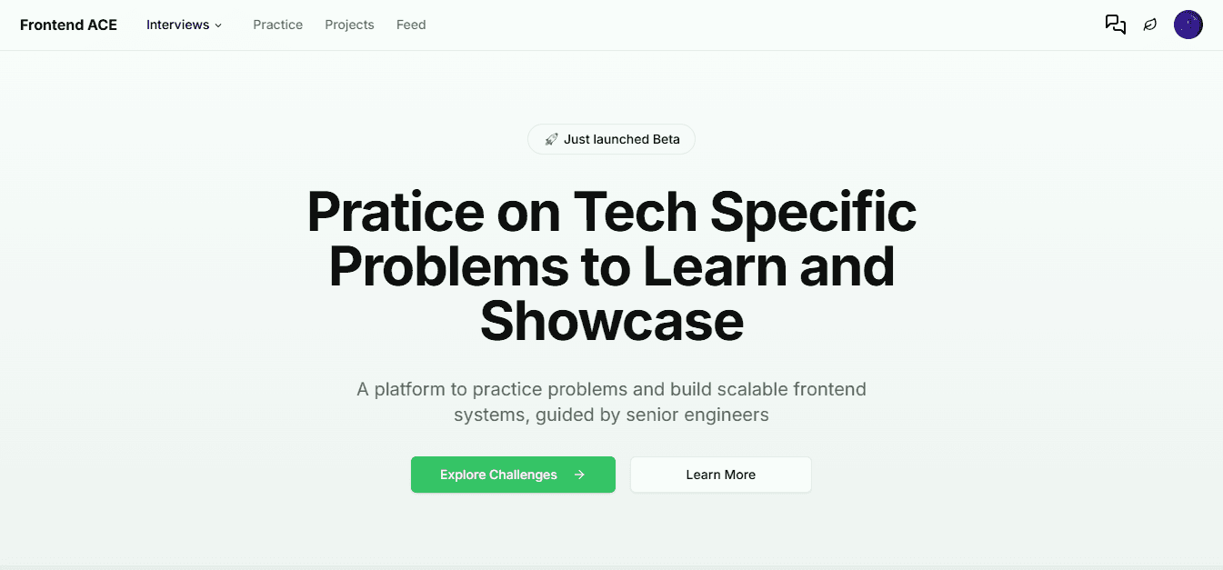 Frontendace – Peer-Reviewed Coding Challenges Platform